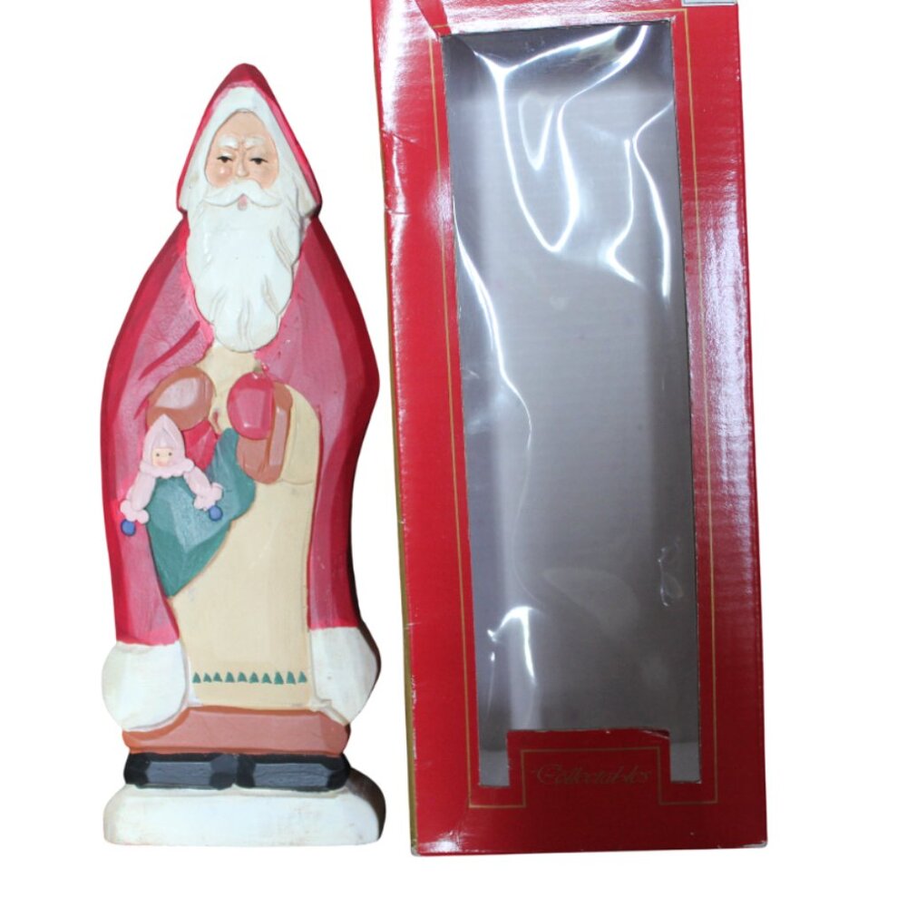 Christmas on Mainstreet Santa Claus Carved Wooden Figurine Vintage Walmart 8.5"